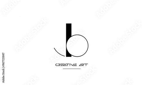 JB, BJ, J, B abstract letters logo monogram