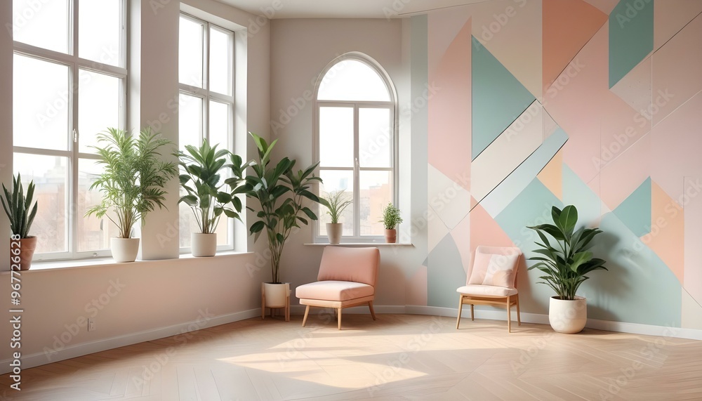 Photo interior modern design room 3d illustration; Photo interior modern design room 3d illustration;