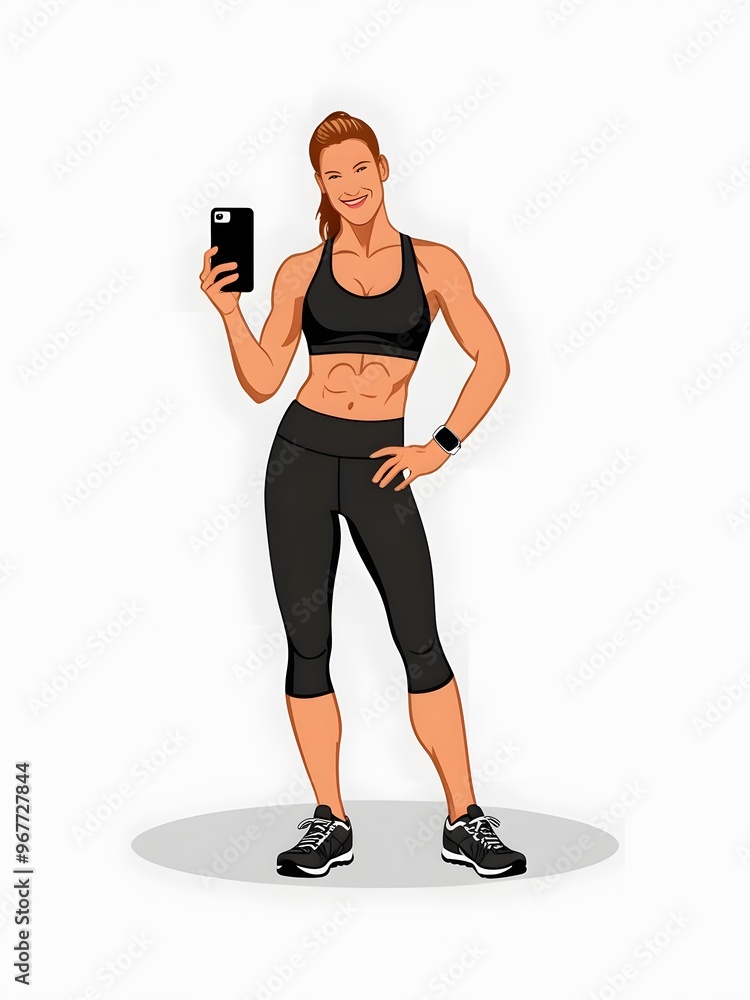 A women body Fitness cartoon style White background A women body Fitness cartoon style White background