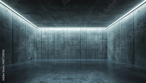 Minimalist Concrete Room with Subtle Lighting