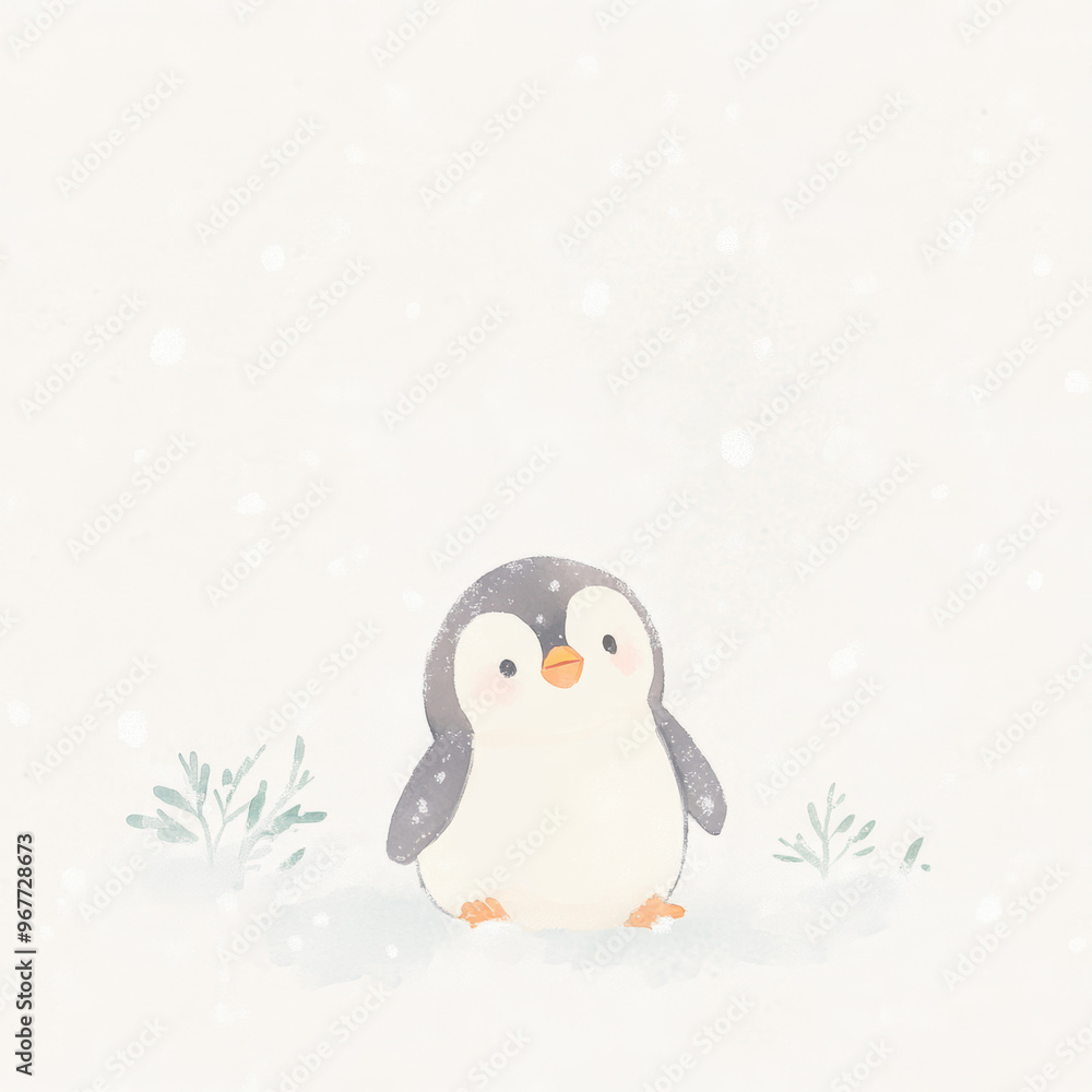 Obraz premium Cute Penguin in Snow.
