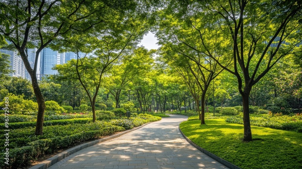 Urban green spaces with lush trees, offsetting carbon footprints in efforts to achieve carbon neutrality. Urban green spaces with lush trees, offsetting carbon footprints in efforts to achieve carbon neutrality.