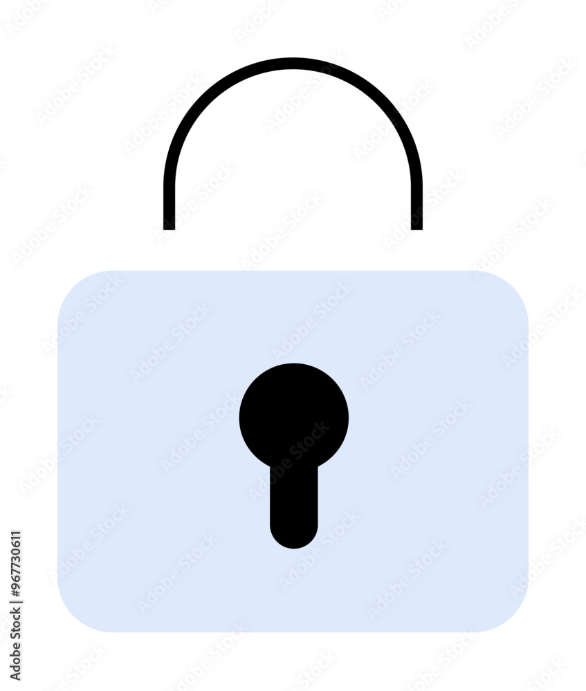 Padlock with black shackle and keyhole on light blue body. Ideal for security, privacy, safety, data protection, and access control themes. Clean, minimalistic, vector style. Padlock with black shackle and keyhole on light blue body. Ideal for security, privacy, safety, data protection, and access control themes. Clean, minimalistic, vector style.