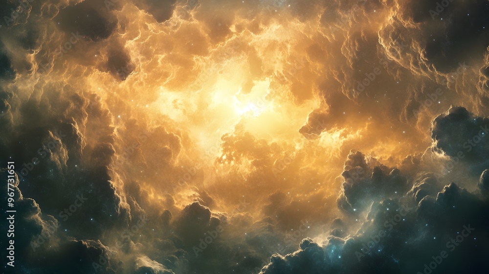 Fototapeta premium Celestial Burst Cosmic Clouds of Light and Darkness