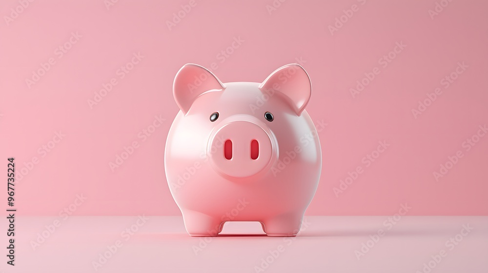 The Joy of Savings: A Charming Piggy Bank Standing Proudly Against a Soft Pink Background. Pay Day Concept The Joy of Savings: A Charming Piggy Bank Standing Proudly Against a Soft Pink Background. Pay Day Concept