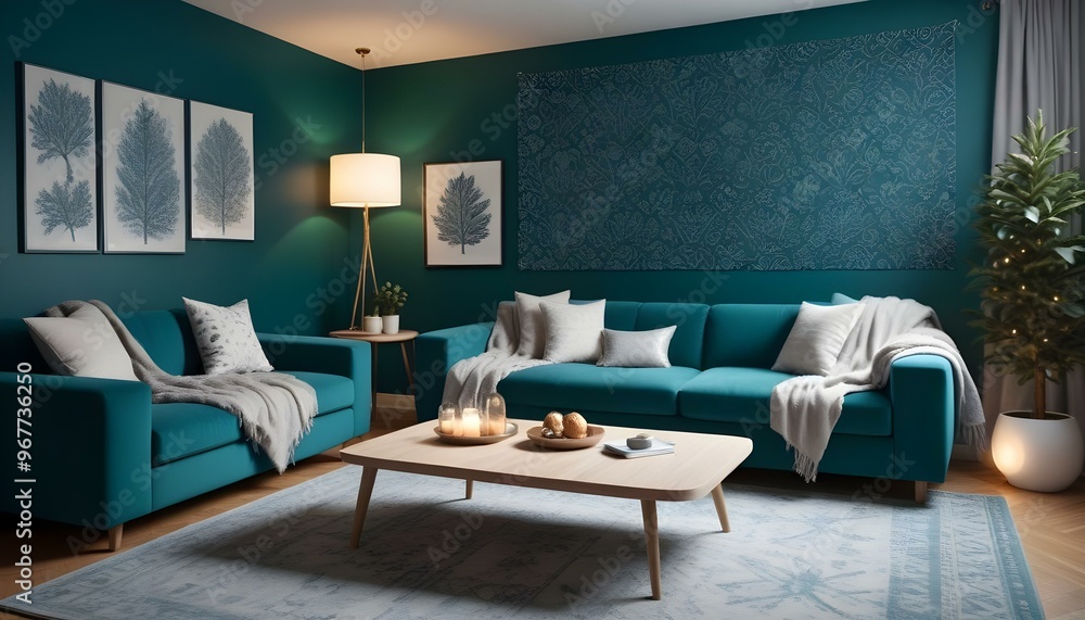 Photo interior modern design room 3d illustration; Photo interior modern design room 3d illustration;