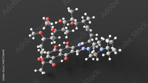 rifapentine molecule 3d, molecular structure, ball and stick model, structural chemical formula antibiotic photo