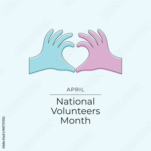 National Volunteers Month vector design template good for celebration usage. National Volunteers Mont design. continuous line drawing. eps 10.