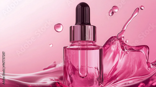 Pink collagen serum and vitamin background concept for skincare cosmetics