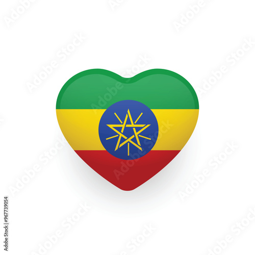 	
National flag of Ethiopia shaped as heart. Ethiopian flag. Vector Illustration.	
