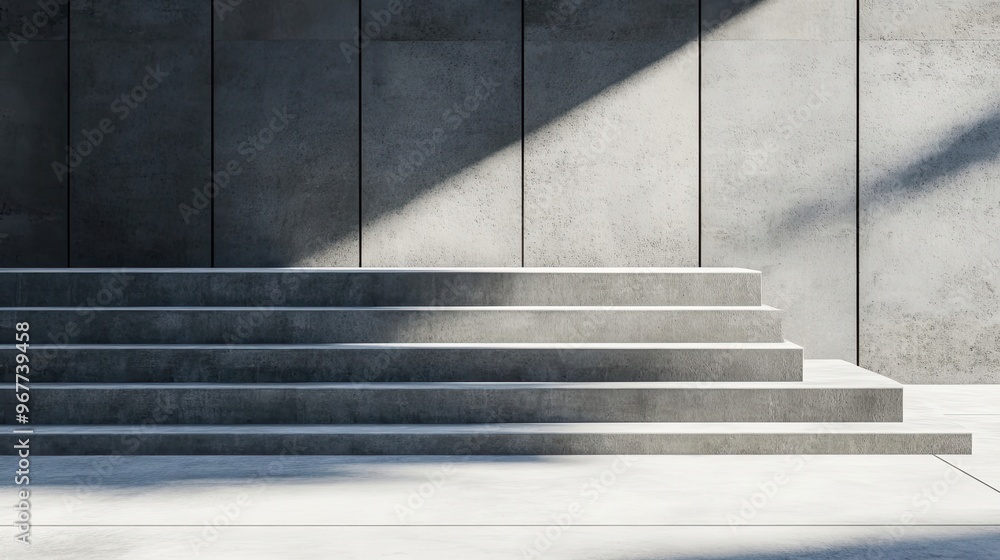 Fototapeta premium Concrete Steps and Wall with Sunlight and Shadows