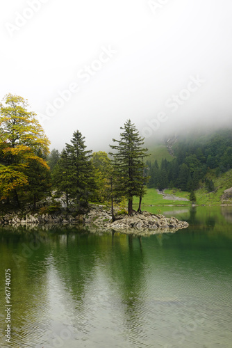 Seealpsee lake in the Appenzell Alps, Switzerland	 photo