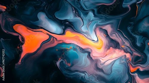 Mesmerizing Fluid Dynamics:A Vibrant Abstract of Color,Motion,and Energy