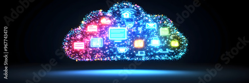 Cloud Computing Concept with Digital Icons photo