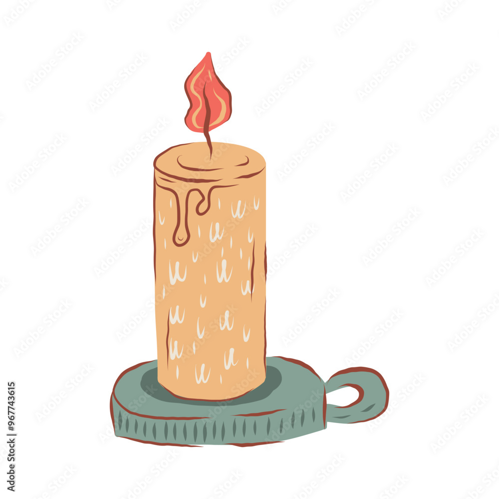 Retro Christmas hand drawn Candle. Cute Holiday Isolated stickers Retro Christmas hand drawn Candle. Cute Holiday Isolated stickers