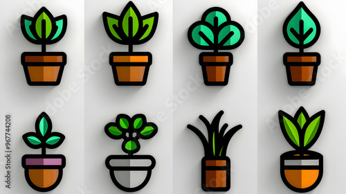 Set Outline Icons Related Gardening Landscap photo