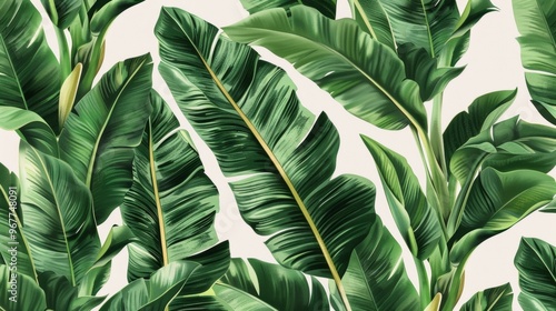 Wallpaper Mural Tropical seamless pattern with beautiful palm banana leaves hand drawn vintage 3d illustration glamorous exotic abstract background design good for luxury wallpapers cloth fabric printing goods Torontodigital.ca