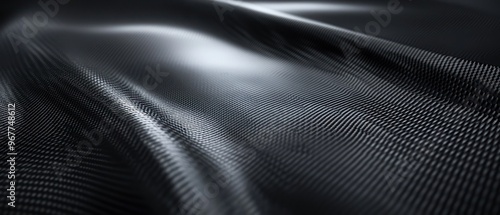 Black carbon fiber sheet dark wave texture flexibility material background wallpaper AI generated image