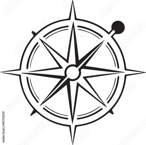 Compass vector black silhouette design for T-Shirt