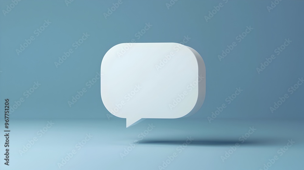 Floating 3D Minimalist Speech Bubble Mockup with Soft Rounded Corners and Shadow Floating 3D Minimalist Speech Bubble Mockup with Soft Rounded Corners and Shadow