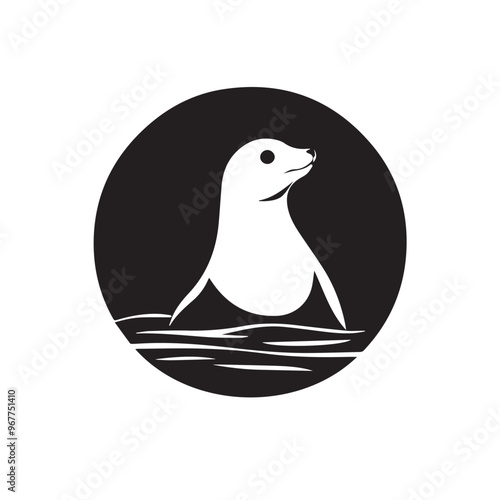 Seal in cartoon, doodle style . Image for t-shirt, web, mobile apps and ui. Isolated 2d vector illustration in logo, icon, sketch style, Eps 10, black and white. AI Generative