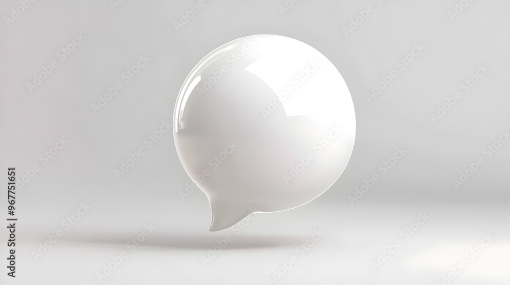 Smooth Glossy 3D Speech Bubble Isolated on White Background for Digital Advertising and Smooth Glossy 3D Speech Bubble Isolated on White Background for Digital Advertising and