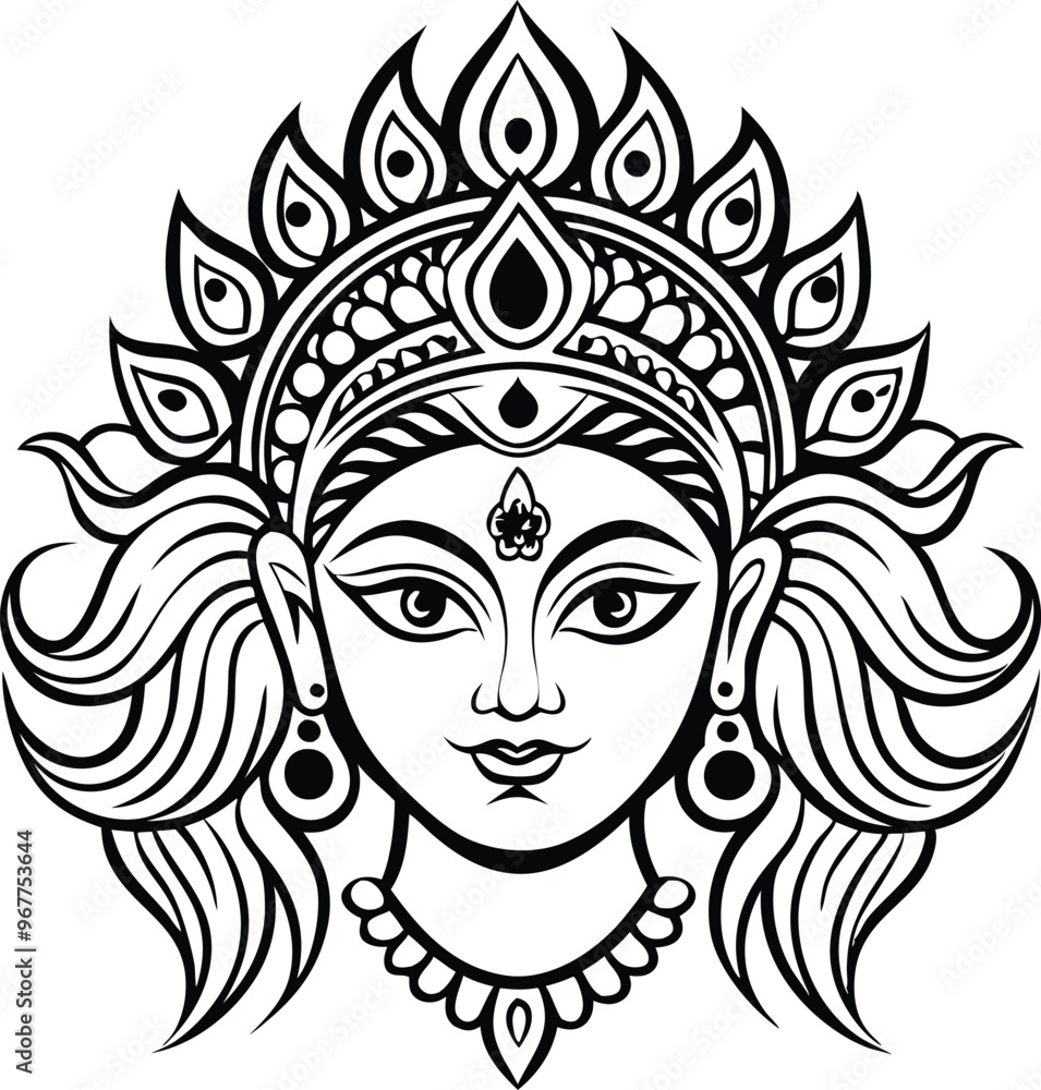 durga devi line art illustration durga devi line art illustration