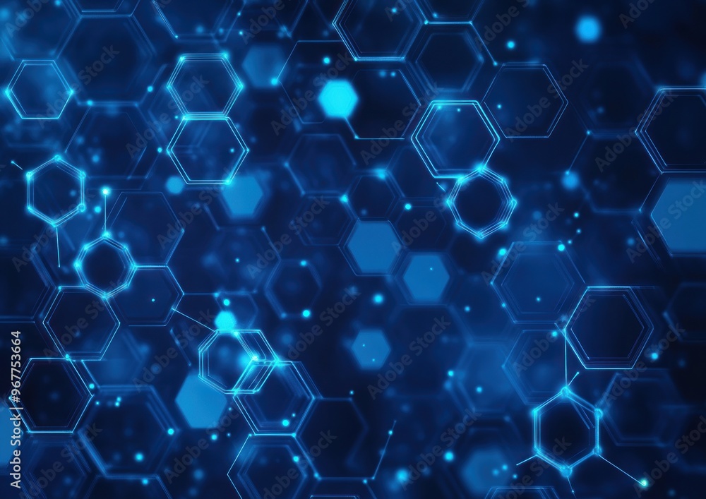 Abstract Digital Network with Blue Hexagons Abstract Digital Network with Blue Hexagons