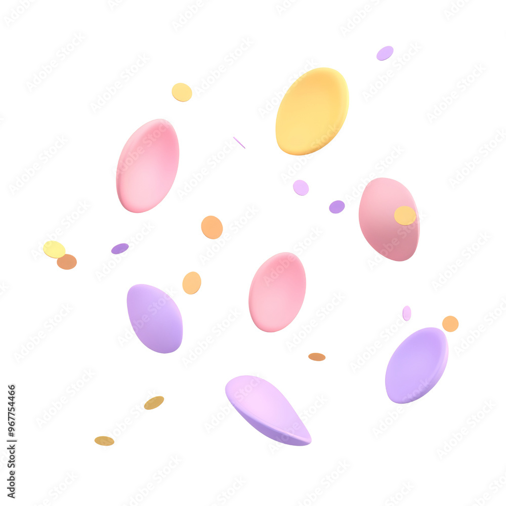 set of pastel confetti 3d render icon isolated on transparent background cutout set of pastel confetti 3d render icon isolated on transparent background cutout
