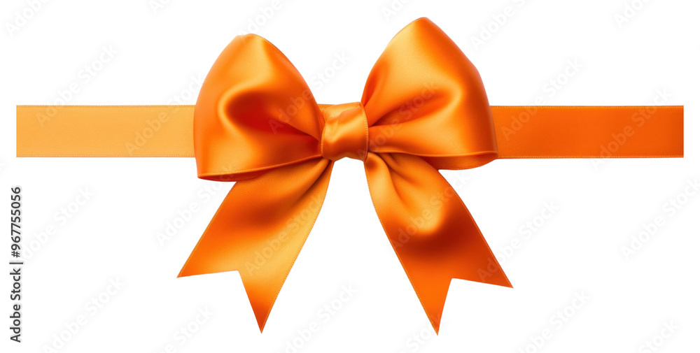 Fototapeta premium PNG Orange ribbon with bow backgrounds white background celebration.