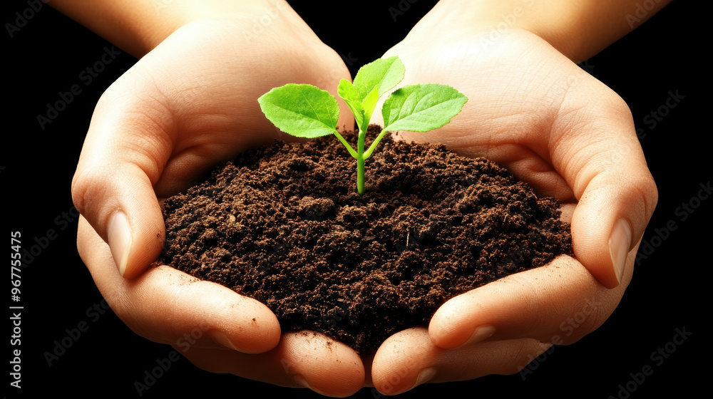 A person is holding a plant in their hands A person is holding a plant in their hands