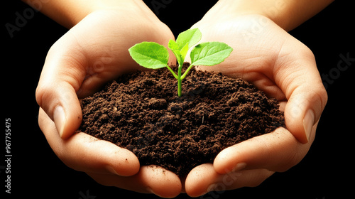 A person is holding a plant in their hands