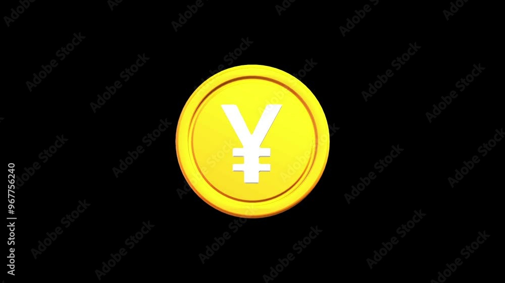 Yen Coins Money 3D Animation with black background Yen Coins Money 3D Animation with black background