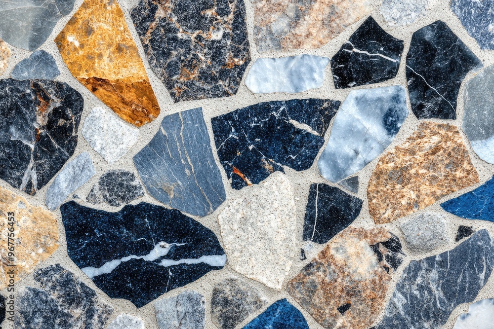 Fototapeta premium Irregular stone wall texture with varied colors. Use as a background for website, brochure, or social media.