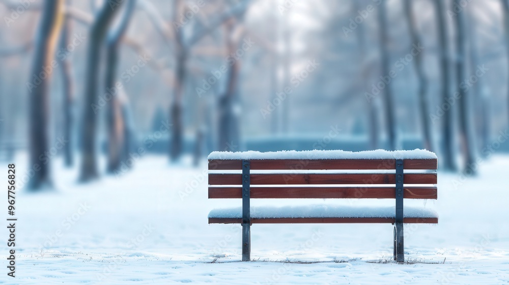 Winter Serenity, a tranquil scene featuring a softly blurred snow-covered park bench, evokes a sense of quiet solitude and peaceful winter ambiance. Winter Serenity, a tranquil scene featuring a softly blurred snow-covered park bench, evokes a sense of quiet solitude and peaceful winter ambiance.