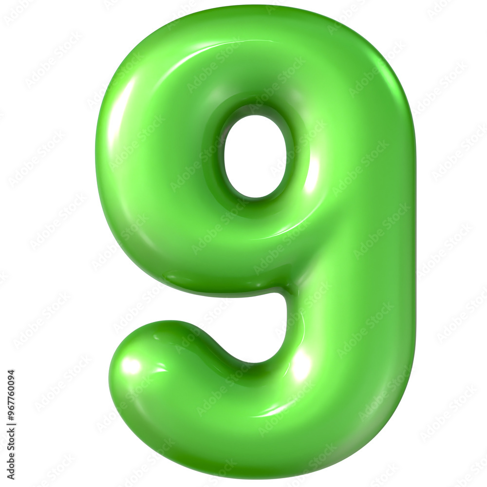 Balloon Green Number 9 3d Rendering Balloon Green Number 9 3d Rendering