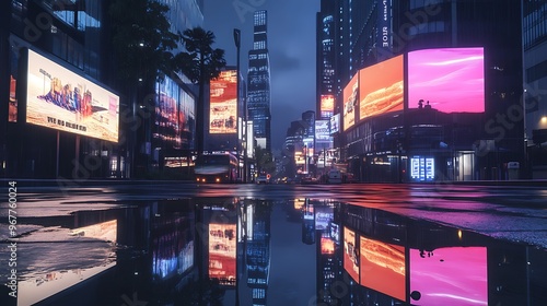 Cityscape Reflections at Night
