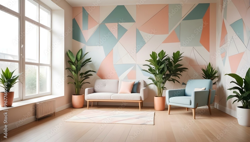 Fototapeta premium Photo interior modern design room 3d illustration;