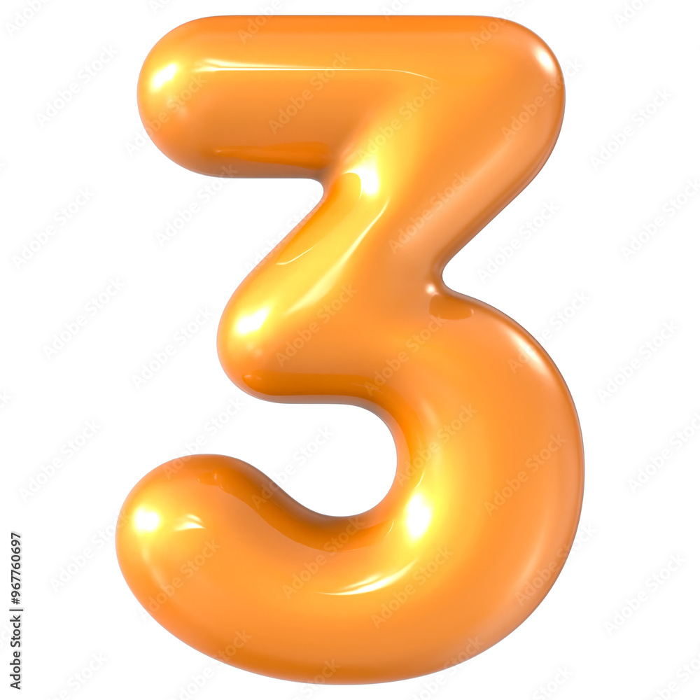 Balloon Yellow Number 3 3d Render Balloon Yellow Number 3 3d Render