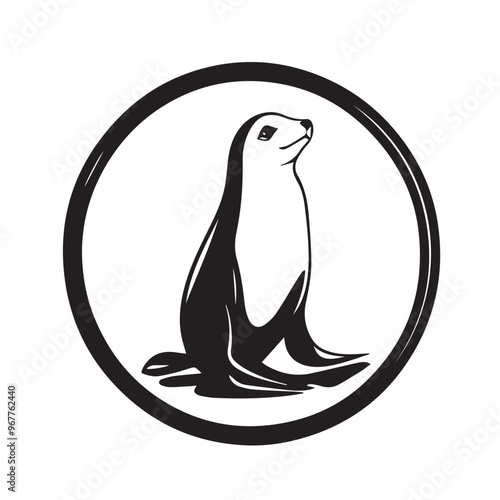 Seal in cartoon, doodle style . Image for t-shirt, web, mobile apps and ui. Isolated 2d vector illustration in logo, icon, sketch style, Eps 10, black and white. AI Generative photo