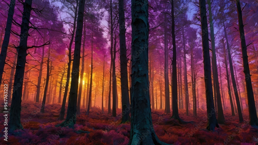 Obraz premium radiant sunset: a symphony of colors in nature's tranquility