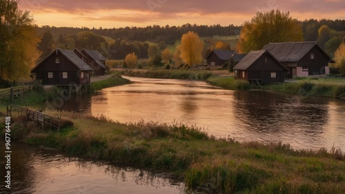 radiant sunset: a symphony of colors in nature's tranquility