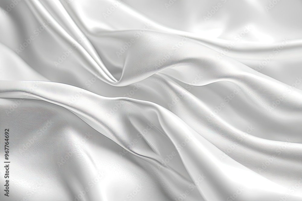Obraz premium White satin fabric with soft folds. This image is ideal for backgrounds, textures, or product displays.