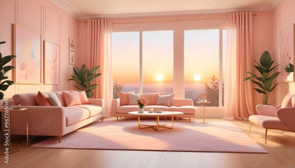 Fototapeta premium Photo interior modern design room 3d illustration;