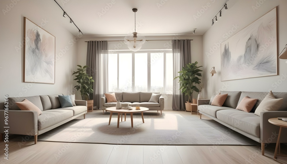 Fototapeta premium Photo interior modern design room 3d illustration;