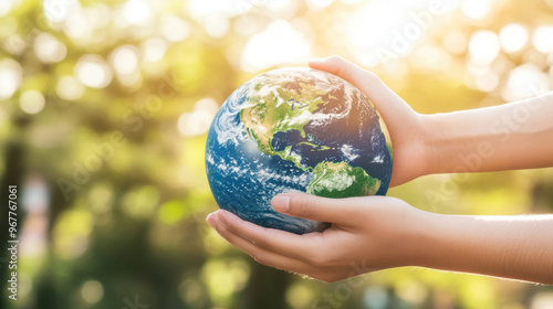 A person is holding a globe in their hands