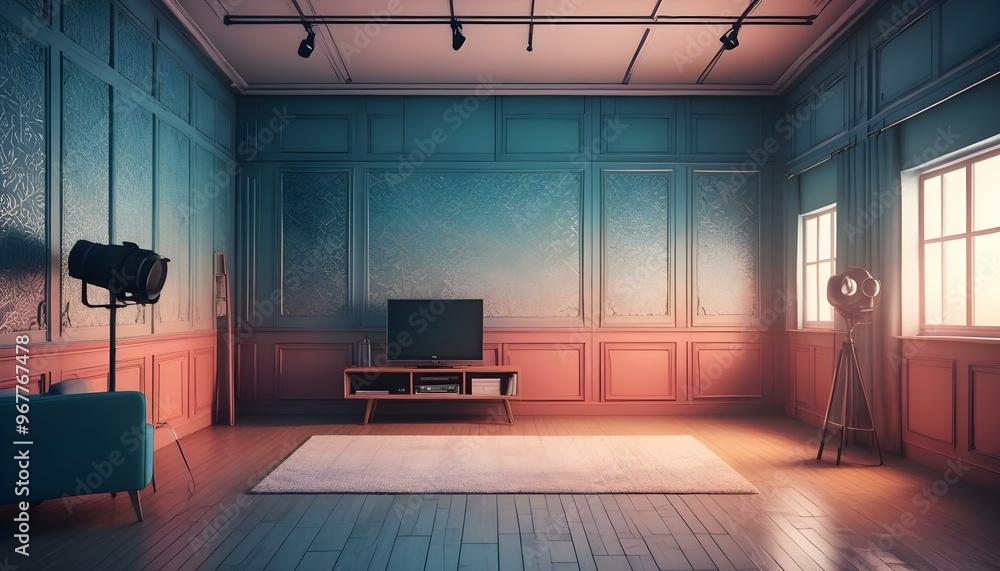 Naklejka premium Photo interior modern design room 3d illustration;