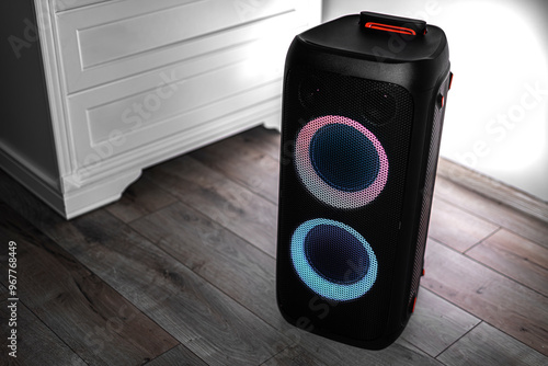 Obraz na płótnie Large wireless speaker in home interior. w salonie