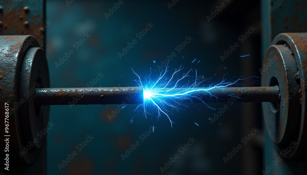 Electric Spark Flash Between Rusted Metal Parts Electric Spark Flash Between Rusted Metal Parts