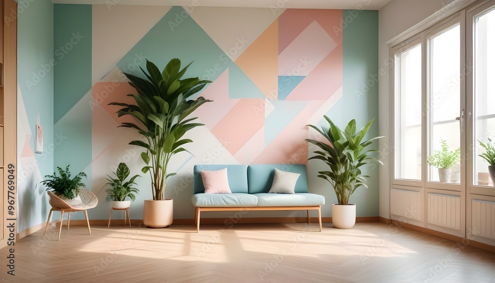 Fototapeta premium Photo interior modern design room 3d illustration;